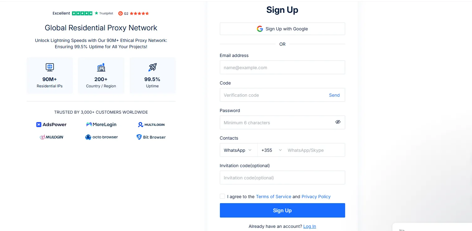 Sign up for a NaProxy account